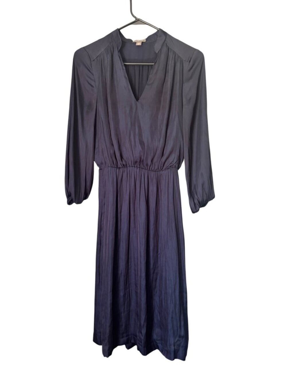 Point Sur Women's Navy Blue V-Neck Three-Quarter Sleeve Midi Dress - Picture 2 of 7